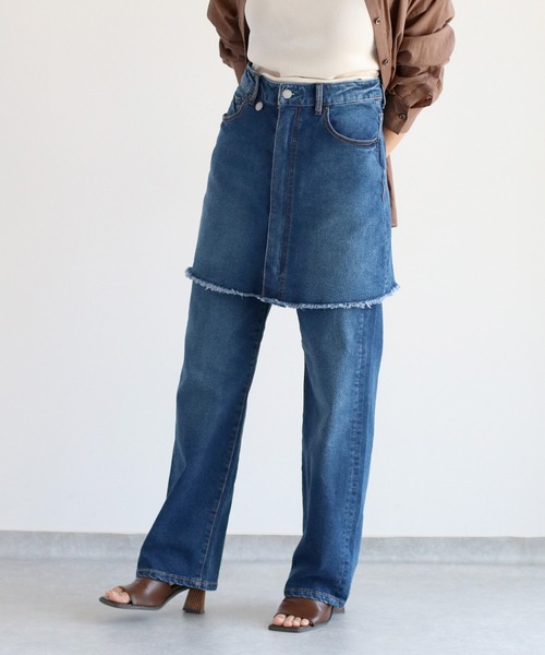 【セール】〈セットアップ対応〉ハイウエスト レギュラーストレートデニムパンツ（デニムパンツ）｜cepo（セポ）