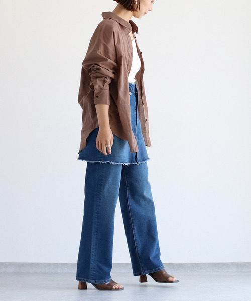 【セール】〈セットアップ対応〉ハイウエスト レギュラーストレートデニムパンツ（デニムパンツ）｜cepo（セポ）