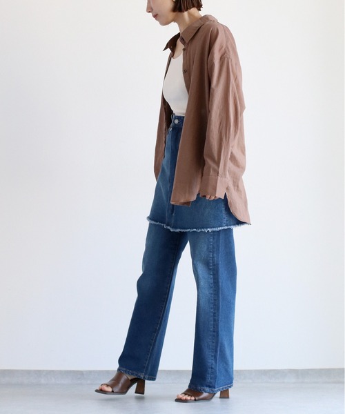 【セール】〈セットアップ対応〉ハイウエスト レギュラーストレートデニムパンツ（デニムパンツ）｜cepo（セポ）