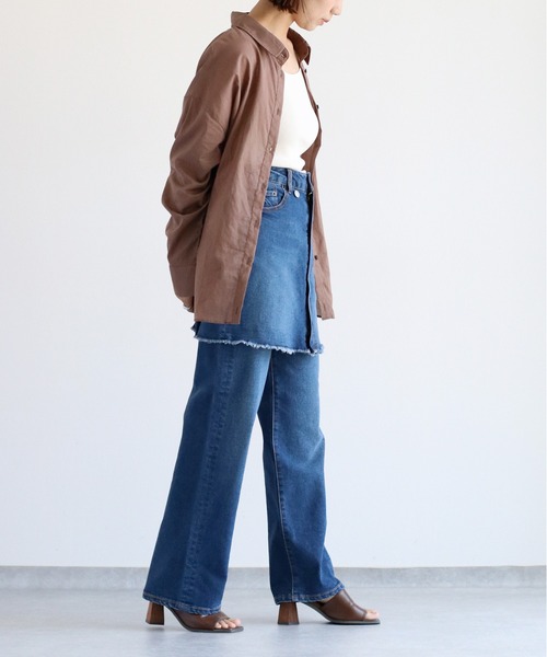 【セール】〈セットアップ対応〉ハイウエスト レギュラーストレートデニムパンツ（デニムパンツ）｜cepo（セポ）