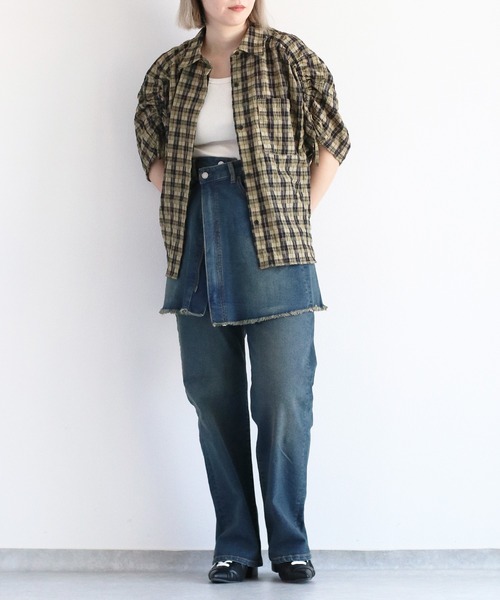 【セール】〈セットアップ対応〉ハイウエスト レギュラーストレートデニムパンツ（デニムパンツ）｜cepo（セポ）