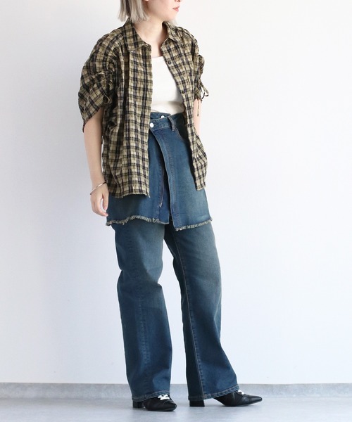 【セール】〈セットアップ対応〉ハイウエスト レギュラーストレートデニムパンツ（デニムパンツ）｜cepo（セポ）