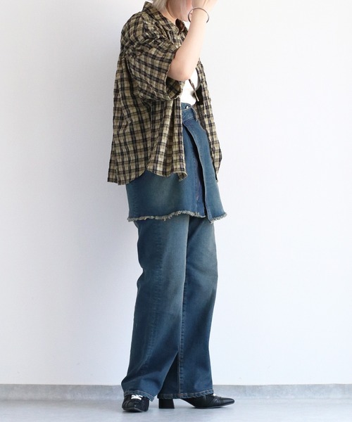 【セール】〈セットアップ対応〉ハイウエスト レギュラーストレートデニムパンツ（デニムパンツ）｜cepo（セポ）