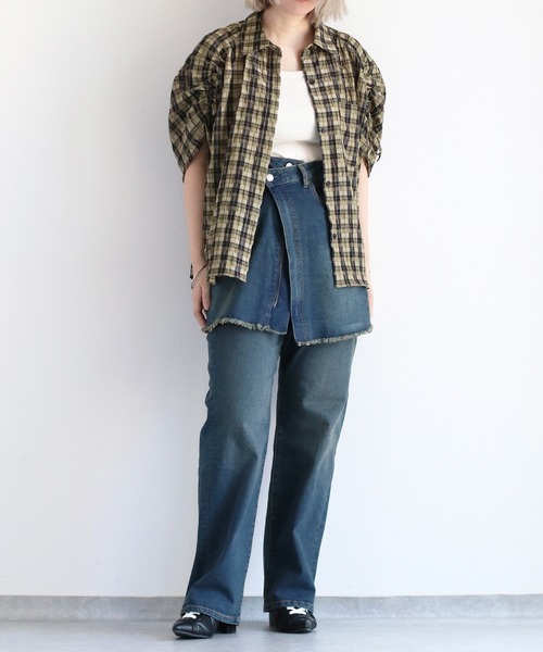 【セール】〈セットアップ対応〉ハイウエスト レギュラーストレートデニムパンツ（デニムパンツ）｜cepo（セポ）