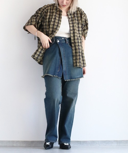 【セール】〈セットアップ対応〉ハイウエスト レギュラーストレートデニムパンツ（デニムパンツ）｜cepo（セポ）