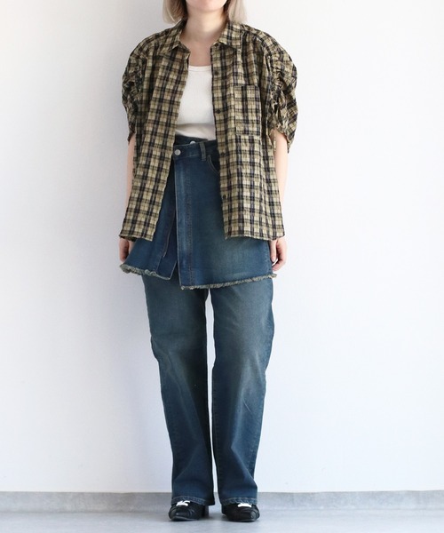 【セール】〈セットアップ対応〉ハイウエスト レギュラーストレートデニムパンツ（デニムパンツ）｜cepo（セポ）