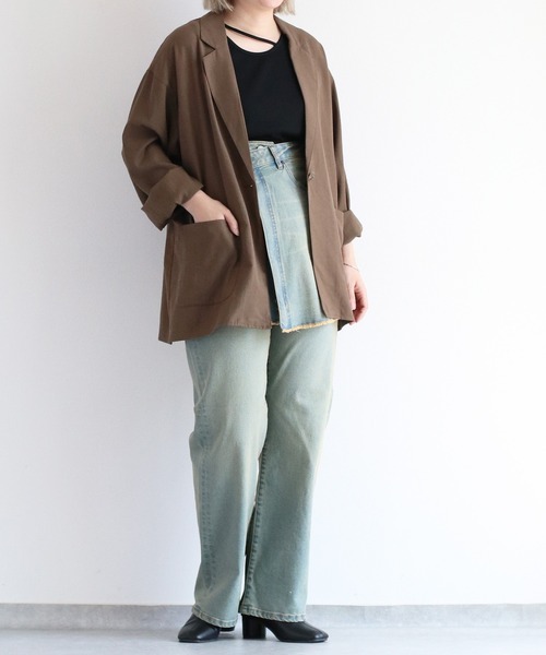 【セール】〈セットアップ対応〉ハイウエスト レギュラーストレートデニムパンツ（デニムパンツ）｜cepo（セポ）