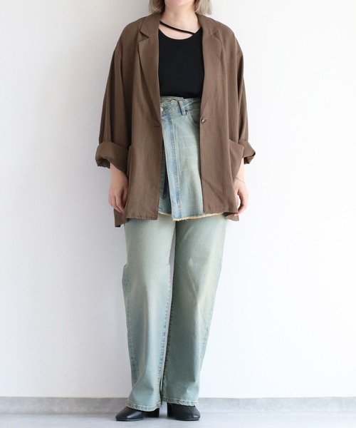 【セール】〈セットアップ対応〉ハイウエスト レギュラーストレートデニムパンツ（デニムパンツ）｜cepo（セポ）