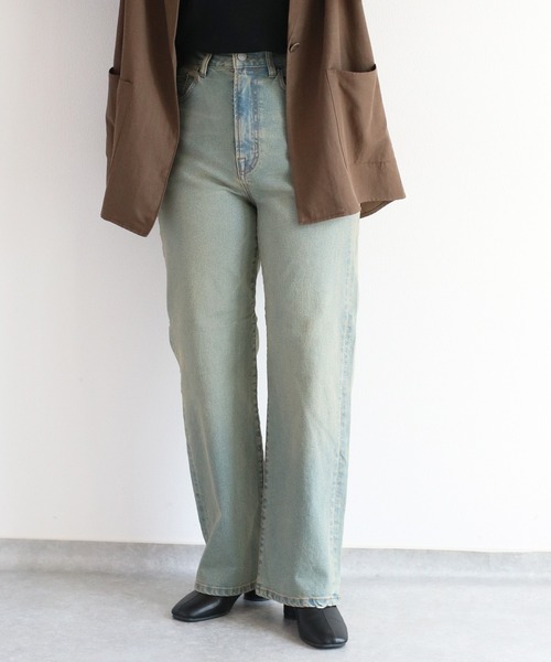 【セール】〈セットアップ対応〉ハイウエスト レギュラーストレートデニムパンツ（デニムパンツ）｜cepo（セポ）