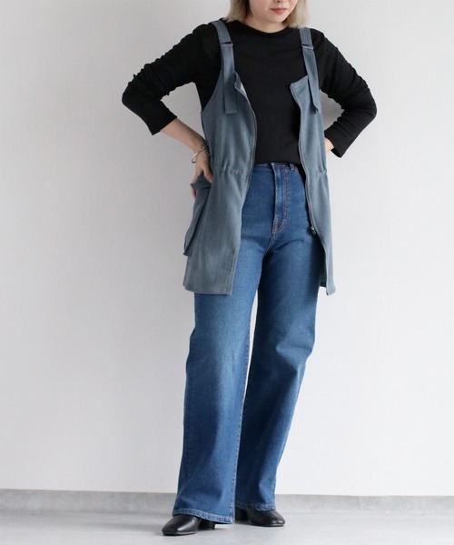 【セール】〈セットアップ対応〉ハイウエスト レギュラーストレートデニムパンツ（デニムパンツ）｜cepo（セポ）