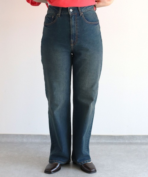 【セール】〈セットアップ対応〉ハイウエスト レギュラーストレートデニムパンツ（デニムパンツ）｜cepo（セポ）