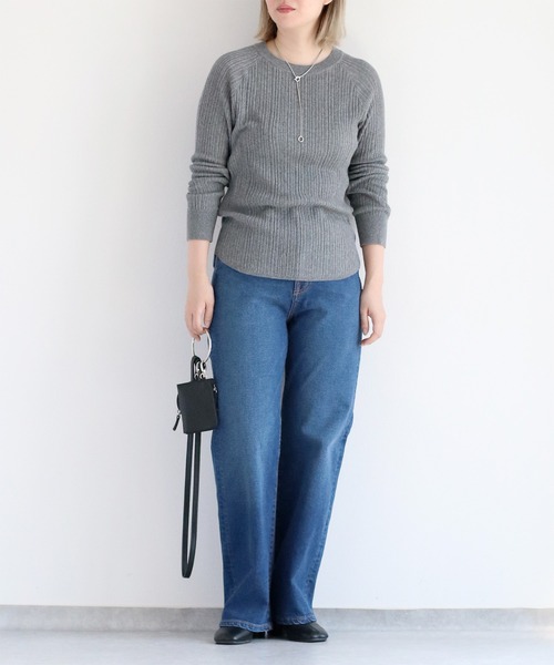 【セール】〈セットアップ対応〉ハイウエスト レギュラーストレートデニムパンツ（デニムパンツ）｜cepo（セポ）