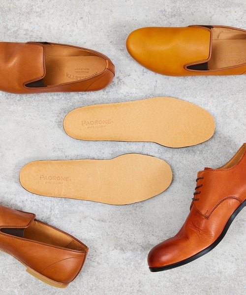 PADRONE（パドローネ）の「PADRONE パドローネ / Leather Insole 別注レザーインソール / PU9999-9302（インソール/シューズクッション・メンズ・キャメル/ブラック・MEDIUM/LARGE）」の2枚目の写真