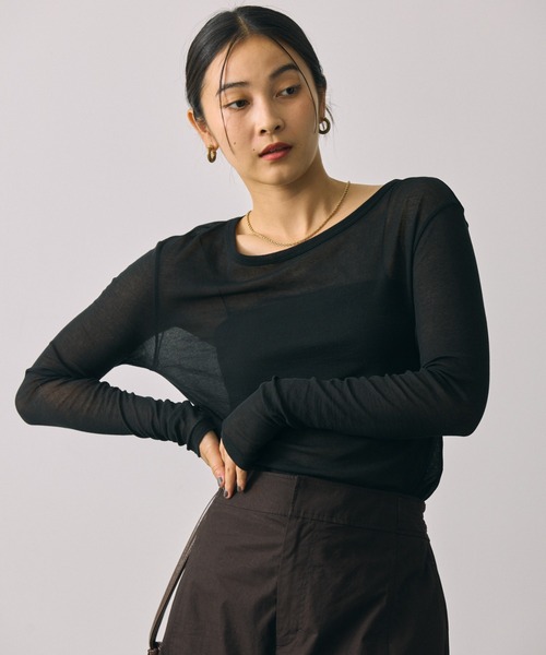 BABYLONE(バビロン)の「シアークルーネックプルオーバー(Tシャツ/カットソー・レディース・ホワイト/ブラック・フリー)」の15枚目の写真