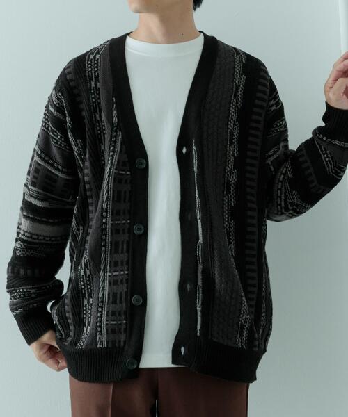 ITEMS URBANRESEARCH（アイテムズ アーバンリサーチ）の「マルチジャカード ニットカーディガン（カーディガン/ボレロ・メンズ・ブラウン/ブラック・MEDIUM/LARGE）」の4枚目の写真