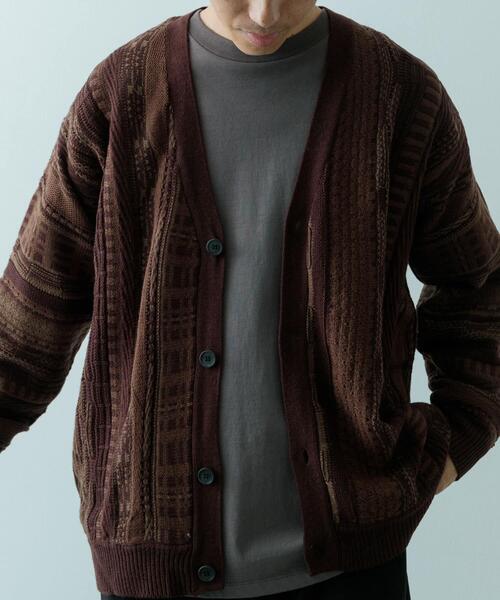 ITEMS URBANRESEARCH（アイテムズ アーバンリサーチ）の「マルチジャカード ニットカーディガン（カーディガン/ボレロ・メンズ・ブラウン/ブラック・MEDIUM/LARGE）」の10枚目の写真