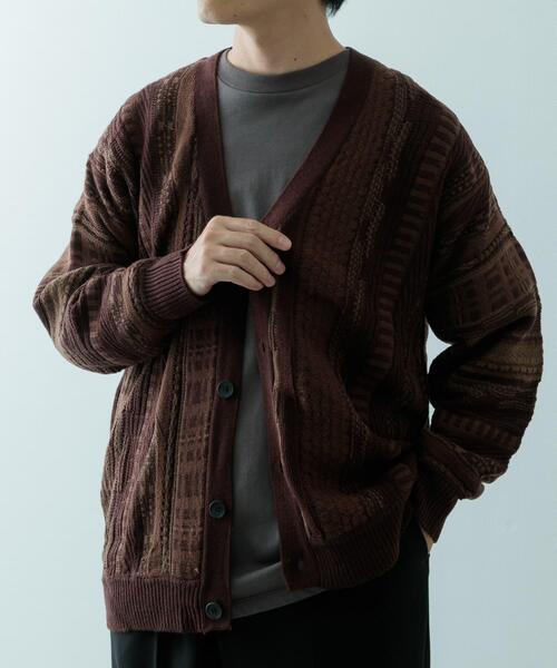 ITEMS URBANRESEARCH（アイテムズ アーバンリサーチ）の「マルチジャカード ニットカーディガン（カーディガン/ボレロ・メンズ・ブラウン/ブラック・MEDIUM/LARGE）」の11枚目の写真