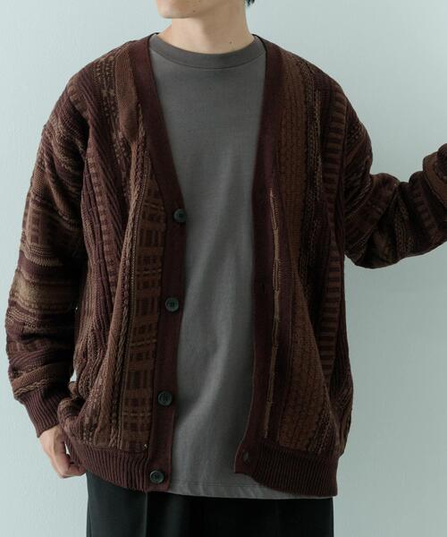 ITEMS URBANRESEARCH（アイテムズ アーバンリサーチ）の「マルチジャカード ニットカーディガン（カーディガン/ボレロ・メンズ・ブラウン/ブラック・MEDIUM/LARGE）」の12枚目の写真