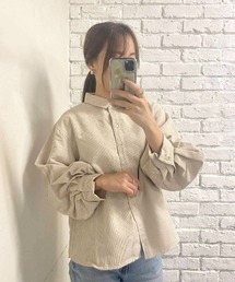 コーデュロイ袖ボリュームシャツ