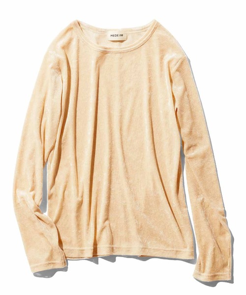 MEDE19F(メデジュウキュウ)の「MEDE19F シアーベロアトップス(Tシャツ/カットソー・レディース・クリーム/キャメル/ブラック・XX-LARGE/MEDIUM/LARGE/X-LARGE)」の1枚目の写真