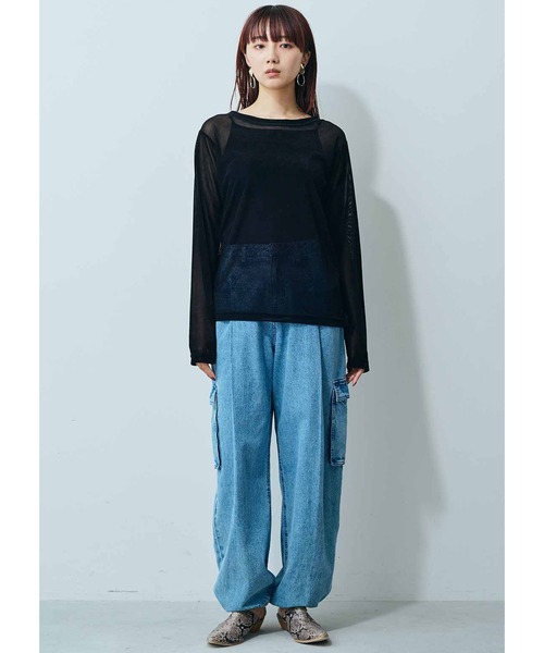 MEDE19F(メデジュウキュウ)の「MEDE19F シアーベロアトップス(Tシャツ/カットソー・レディース・クリーム/キャメル/ブラック・XX-LARGE/MEDIUM/LARGE/X-LARGE)」の9枚目の写真