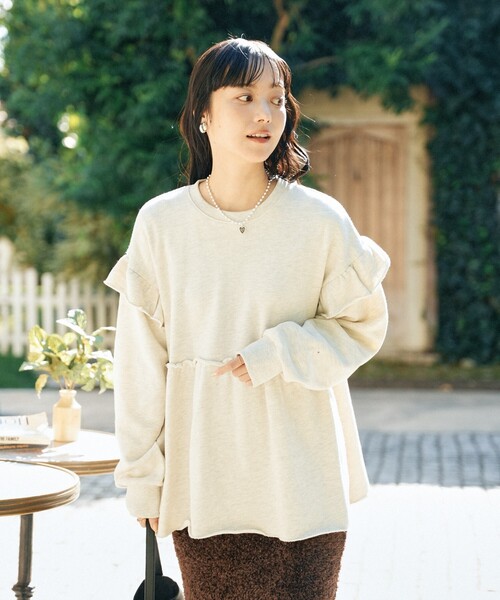 スウェット Lisa様 セール】【新色追加】リメイク風 切替フリルスウェット