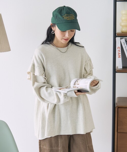 くっきー　古着　スゥェット　リメイク　フリル　短丈 Lee frill remake sweat 〈レトロ古着 フリルリメイクスウェット