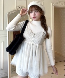 clear | チュールドッキングキルティングビスチェ[セットアップ可能 トレンド感 コーデのワンポイントに]≪2024AW新作≫(ベスト)