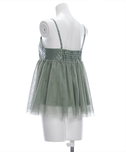 clear（クリア）の「チュールドッキングキルティングビスチェ[セットアップ可能 コーデのワンポイントに]≪2024AW新作≫（ベスト・レディース・グリーン/ブラック/グレイッシュベージュ/アイボリー・F）」の8枚目の写真