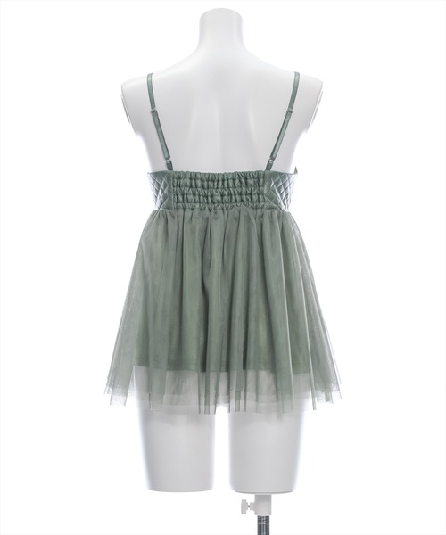 clear（クリア）の「チュールドッキングキルティングビスチェ[セットアップ可能 コーデのワンポイントに]≪2024AW新作≫（ベスト・レディース・グリーン/ブラック/グレイッシュベージュ/アイボリー・F）」の9枚目の写真