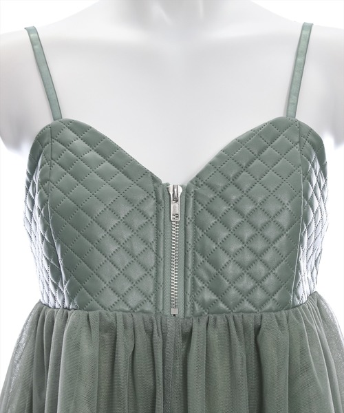 clear（クリア）の「チュールドッキングキルティングビスチェ[セットアップ可能 コーデのワンポイントに]≪2024AW新作≫（ベスト・レディース・グリーン/ブラック/グレイッシュベージュ/アイボリー・F）」の10枚目の写真