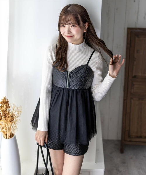 clear（クリア）の「チュールドッキングキルティングビスチェ[セットアップ可能 コーデのワンポイントに]≪2024AW新作≫（ベスト・レディース・グリーン/ブラック/グレイッシュベージュ/アイボリー・F）」の20枚目の写真