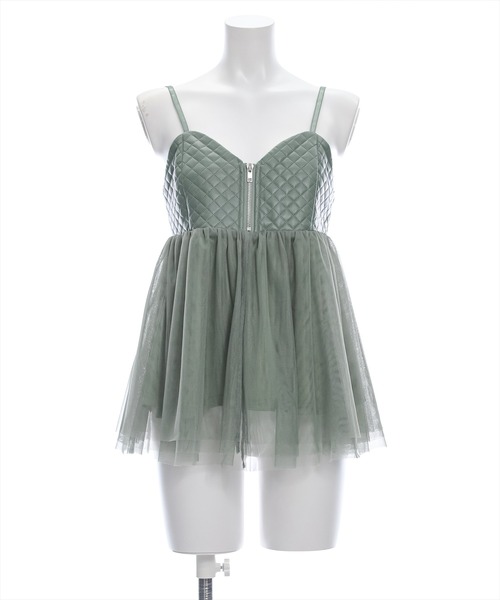 clear（クリア）の「チュールドッキングキルティングビスチェ[セットアップ可能 コーデのワンポイントに]≪2024AW新作≫（ベスト・レディース・グリーン/ブラック/グレイッシュベージュ/アイボリー・F）」の13枚目の写真