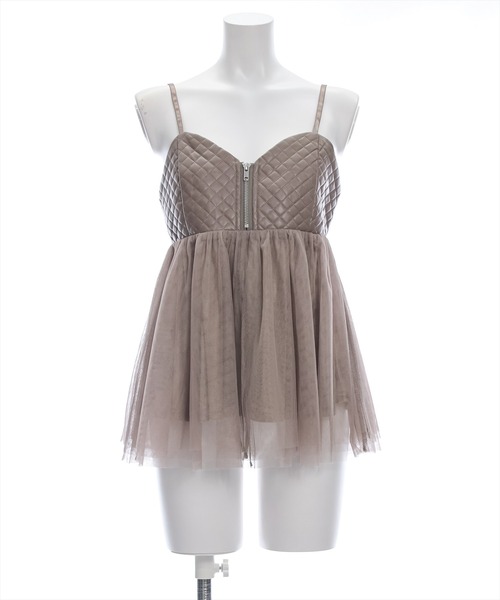 clear（クリア）の「チュールドッキングキルティングビスチェ[セットアップ可能 コーデのワンポイントに]≪2024AW新作≫（ベスト・レディース・グリーン/ブラック/グレイッシュベージュ/アイボリー・F）」の6枚目の写真