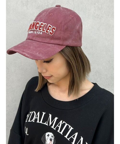 GYDA（ジェイダ）の「LOSANGELESサガラ刺繍CAP（キャップ・レディース・ベージュ/ボルドー・FREE）」の7枚目の写真