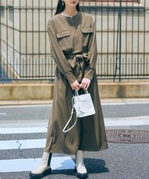 高身長 ワークシャツワンピース(トールサイズ)Essenave