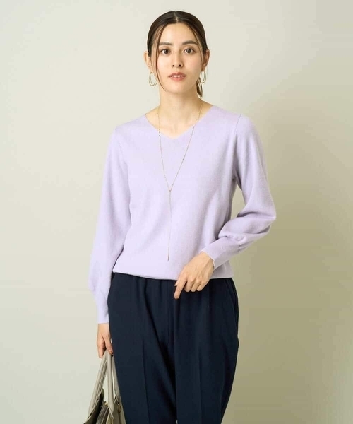 a.v.v(アーヴェヴェ)の「【洗える】Vネックパフスリーブニット【WEB限定】(ニット/セーター・レディース・ダークインディゴブルー/ネイビー/モカ/クリーム/ライトピンク/ライラック・34/36/40/38/42)」の10枚目の写真