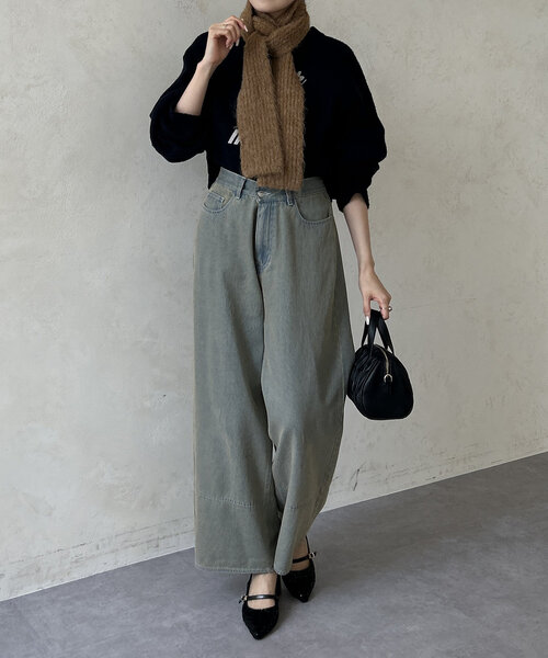 Thevon（ゼボン）の「シャギーリブニットマフラー（マフラー・レディース・ベージュ/アイボリー/レッド・FREE）」の12枚目の写真