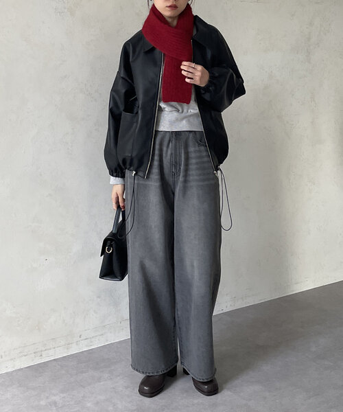 Thevon（ゼボン）の「シャギーリブニットマフラー（マフラー・レディース・ベージュ/アイボリー/レッド・FREE）」の17枚目の写真