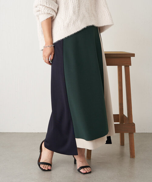 Jena espace merveilleux(ジェナ エスパスメルヴェイユ)の「ボンディングラップスカート(スカート・レディース・ベージュ/ネイビー/グリーン・FREE)」の2枚目の写真