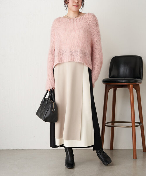 Jena espace merveilleux(ジェナ エスパスメルヴェイユ)の「ボンディングラップスカート(スカート・レディース・ベージュ/ネイビー/グリーン・FREE)」の4枚目の写真