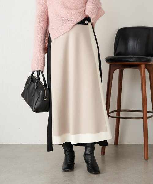 Jena espace merveilleux(ジェナ エスパスメルヴェイユ)の「ボンディングラップスカート(スカート・レディース・ベージュ/ネイビー/グリーン・FREE)」の9枚目の写真