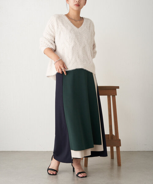 Jena espace merveilleux(ジェナ エスパスメルヴェイユ)の「ボンディングラップスカート(スカート・レディース・ベージュ/ネイビー/グリーン・FREE)」の13枚目の写真