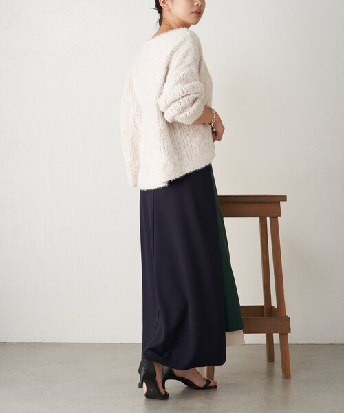 Jena espace merveilleux(ジェナ エスパスメルヴェイユ)の「ボンディングラップスカート(スカート・レディース・ベージュ/ネイビー/グリーン・FREE)」の15枚目の写真