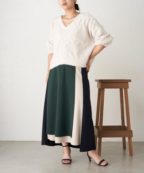 Jena espace merveilleux(ジェナ エスパスメルヴェイユ)の「ボンディングラップスカート(スカート・レディース・ベージュ/ネイビー/グリーン・FREE)」の16枚目の写真
