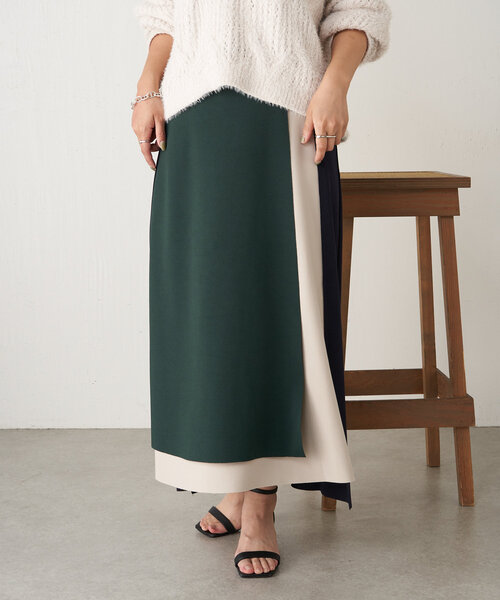 Jena espace merveilleux(ジェナ エスパスメルヴェイユ)の「ボンディングラップスカート(スカート・レディース・ベージュ/ネイビー/グリーン・FREE)」の17枚目の写真