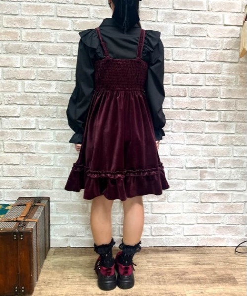 axes femme POETIQUE（アクシーズファムポエティック）の「ベロアキャミワンピース（ワンピース・レディース・グレー/ブラック/ワイン・MEDIUM）」の5枚目の写真