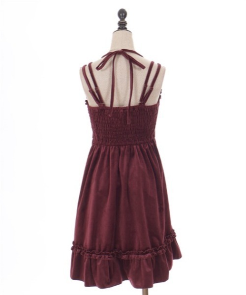 axesfemme POETIQUE ベロア ジャンスカ ワンピース ワイン クラシカルベロアジャンスカ | レディース服・レディース