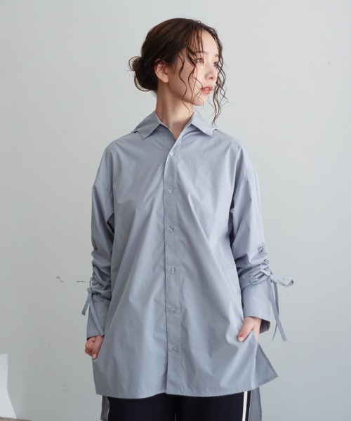ブラウス シャツ はなのきえり - フードデザインロングシャツ made in INTERFACTORY レディース セール】はなのきえり - フードデザインロングシャツ made in