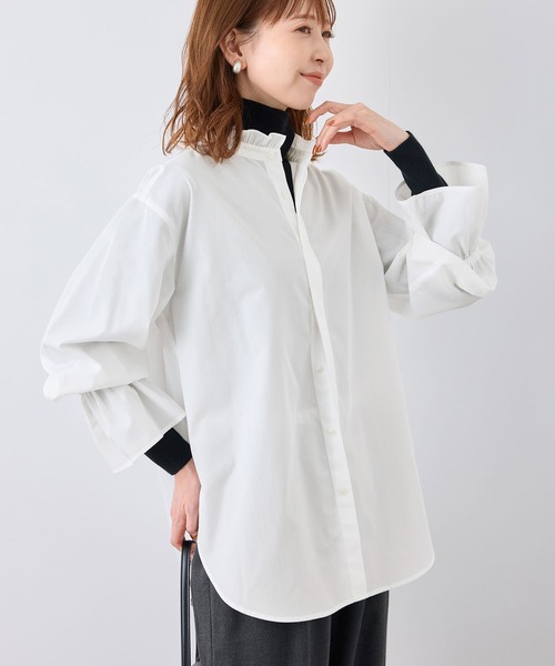 ROPE' PICNIC（ロペピクニック）の「無地・ストライプフリルシャツ（シャツ/ブラウス・レディース・サックスブルー/オフホワイト/ネイビー・38）」の7枚目の写真